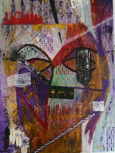 Painting titled "Génèse" by Dianne, Original Artwork, Acrylic Mounted on Wood Stretcher frame