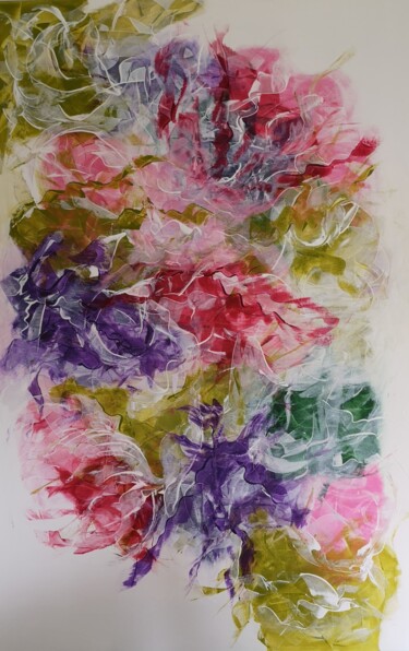Картина под названием "Nuages" - Dianne, Подлинное произведение искусства, Акрил Установлен на Деревянная рама для носилок