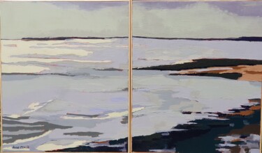 Pintura titulada "L'horizon en grand…" por Anne Fersit, Obra de arte original, Oleo Montado en Bastidor de camilla de madera