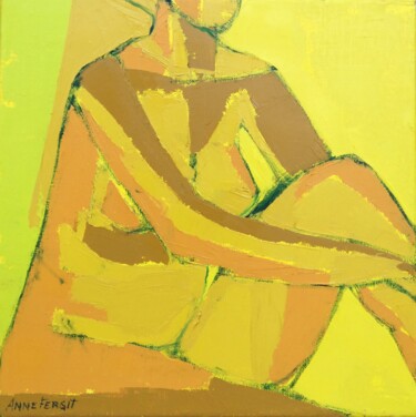 Pintura intitulada "Nu au soleil" por Anne Fersit, Obras de arte originais, Óleo