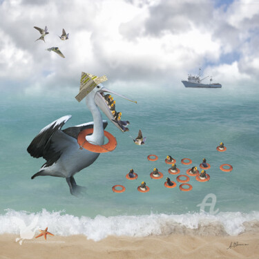 Arte digitale intitolato "The swallows swimmi…" da Anneke Bloema, Opera d'arte originale, Fotomontaggio