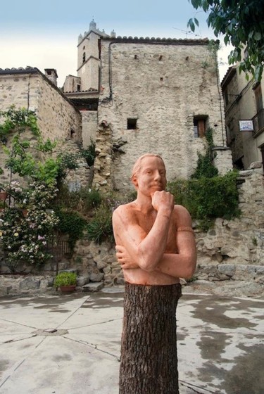 Скульптура под названием "L'homme des bois" - Annelies Adriaensen, Подлинное произведение искусства, Дерево