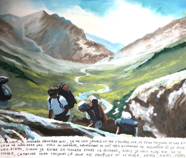 Pintura titulada "La marche - 1" por Annelies Adriaensen, Obra de arte original, Pastel Montado en Otro panel rígido