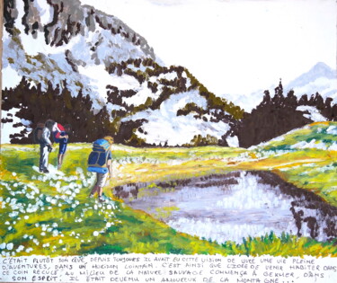 Dibujo titulada "La marche - 4" por Annelies Adriaensen, Obra de arte original, Pastel Montado en Panel de madera