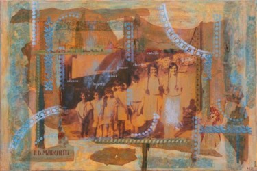 Collages intitulée "Tous bien rangés" par Anne-Lise Juhel, Œuvre d'art originale