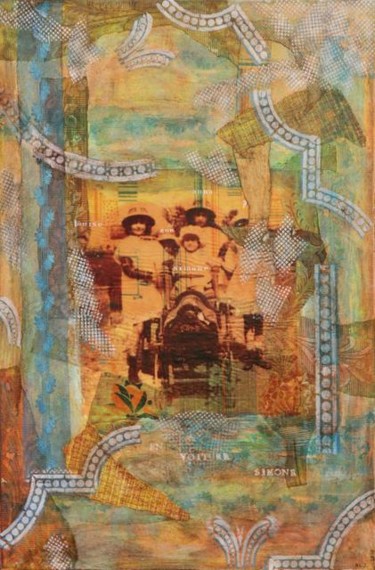 Collages intitulée "En voiture Simone" par Anne-Lise Juhel, Œuvre d'art originale
