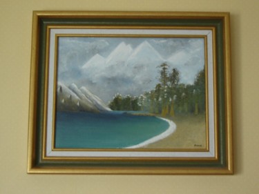 Peinture intitulée "lac des montagnes" par Merrien, Œuvre d'art originale