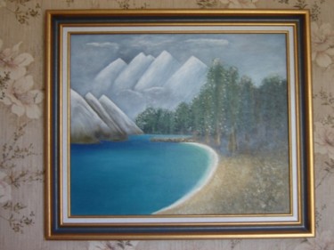 Peinture intitulée "montagne enneigée" par Merrien, Œuvre d'art originale