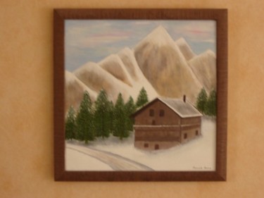 Peinture intitulée "chalet montagnard" par Merrien, Œuvre d'art originale