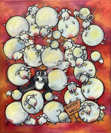 Painting titled "Sleep well. Dormez…" by Annemarie Laffont, Original Artwork, Acrylic Mounted on Wood Stretcher frame