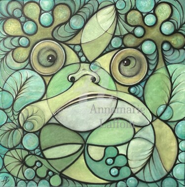 Painting titled "Carré de grenouille…" by Annemarie Laffont, Original Artwork, Acrylic Mounted on Wood Stretcher frame