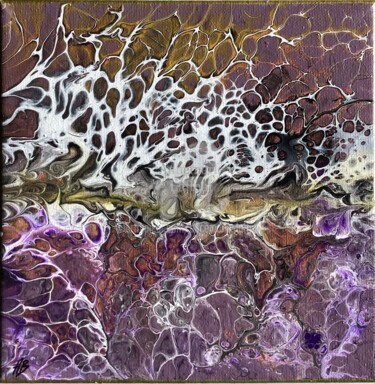 Painting titled "Purple" by Annemarie Laffont, Original Artwork, Acrylic Mounted on Wood Stretcher frame