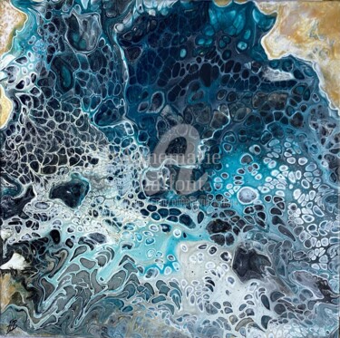 Painting titled "Blue lagoon" by Annemarie Laffont, Original Artwork, Acrylic Mounted on Wood Stretcher frame
