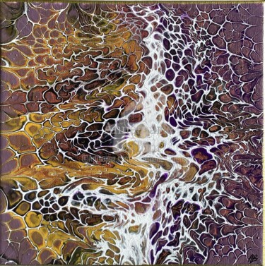 Painting titled "Purple abstract" by Annemarie Laffont, Original Artwork, Acrylic Mounted on Wood Stretcher frame