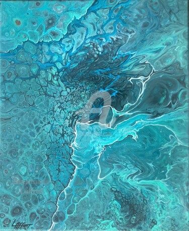 Painting titled "Le plongeon, the di…" by Annemarie Laffont, Original Artwork, Acrylic Mounted on Wood Stretcher frame
