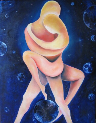 Painting titled "cosmic-tango" by Anne Marie Delaby, Original Artwork, Oil