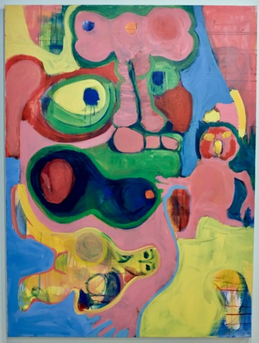 Painting titled "Monster with a Pink…" by Anne-Marie Delaunay-Danizio, Original Artwork, Acrylic