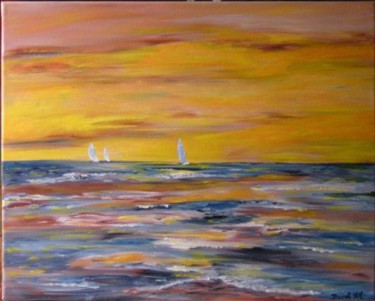 Peinture intitulée "La mer ..le soir.." par Anne-Marie Duval, Œuvre d'art originale, Acrylique
