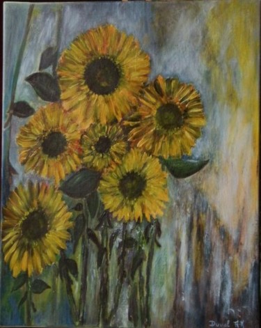 Painting titled "Tournesols" by Anne-Marie Duval, Original Artwork, Oil