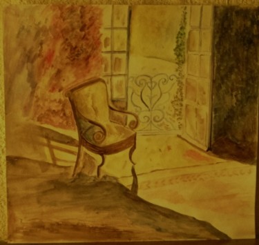 Peinture intitulée "Fauteuil à la fenêt…" par Anne-Marie Duval, Œuvre d'art originale, Aquarelle