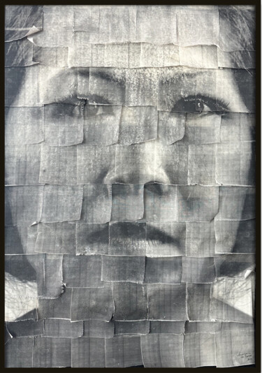 Collagen mit dem Titel "Emanation 6" von Annemarieke Van Peppen, Original-Kunstwerk, Collagen Auf Holzplatte montiert