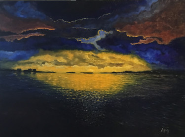 Peinture intitulée "Crépuscule" par Ami, Œuvre d'art originale, Huile Monté sur Châssis en bois