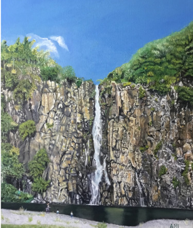Painting titled "Cascade Niagara" by Ami, Original Artwork, Oil Mounted on Wood Stretcher frame