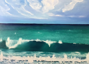 Peinture intitulée "L' écume des vagues" par Ami, Œuvre d'art originale, Huile Monté sur Châssis en bois
