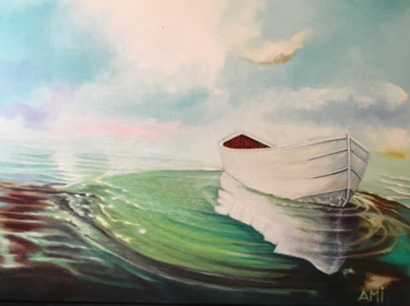 Pintura intitulada "La Barque" por Ami, Obras de arte originais, Óleo Montado em Armação em madeira