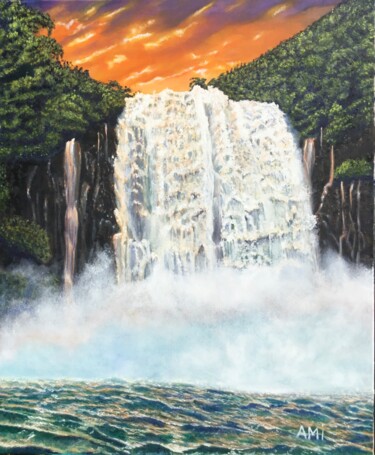 Painting titled "Cascade Niagara op.…" by Ami, Original Artwork, Oil Mounted on Wood Stretcher frame