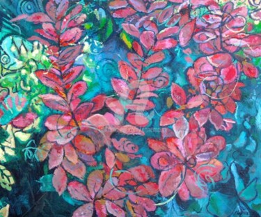 Peinture intitulée "La forêt rouge" par Anne Maury, Œuvre d'art originale, Huile