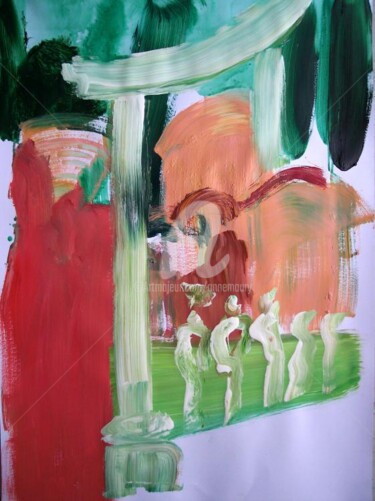 Peinture intitulée "Villa Hadriana XII" par Anne Maury, Œuvre d'art originale, Huile