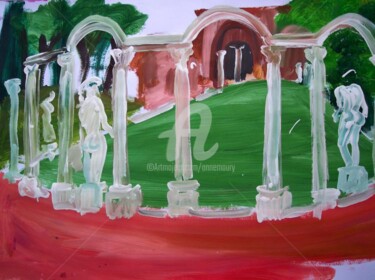 Peinture intitulée "Villa Hadriana I" par Anne Maury, Œuvre d'art originale, Huile