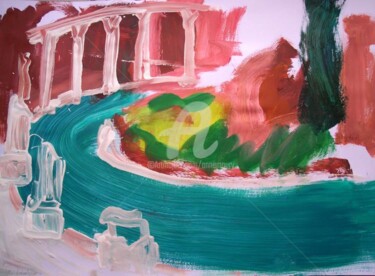 Peinture intitulée "Villa Hadriana IV" par Anne Maury, Œuvre d'art originale, Huile
