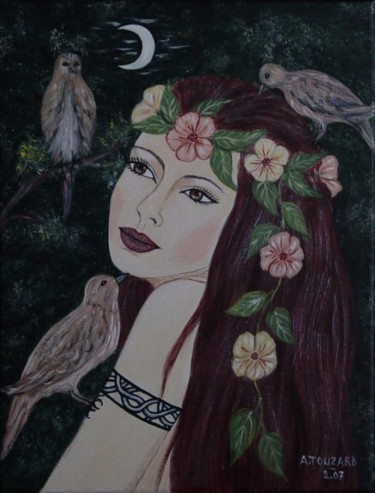 Peinture intitulée "Rhiannon,déesse de…" par Anne Touzard, Œuvre d'art originale