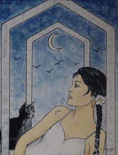 Peinture intitulée "Ingwaz,déesse de la…" par Anne Touzard, Œuvre d'art originale