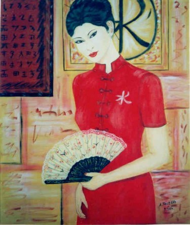 Painting titled "La Japonaise" by Anne Touzard, Original Artwork