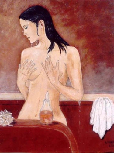 Painting titled "Femme au bain" by Anne Touzard, Original Artwork