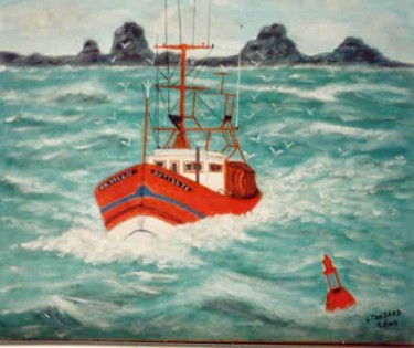 Painting titled "Retour de pêche" by Anne Touzard, Original Artwork
