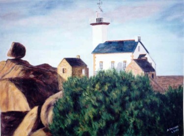 Peinture intitulée "Phare sur la côte " par Anne Touzard, Œuvre d'art originale