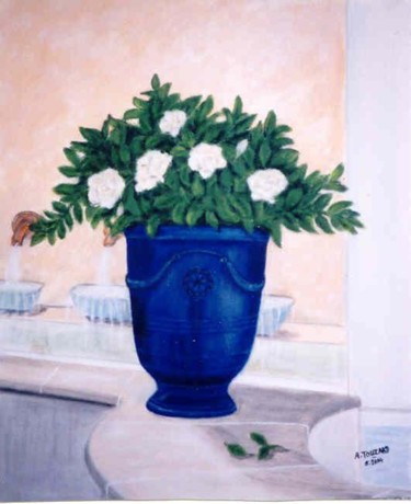 Peinture intitulée "Pot de fleurs" par Anne Touzard, Œuvre d'art originale
