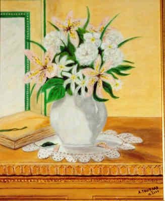 Peinture intitulée "Fleurs blanches" par Anne Touzard, Œuvre d'art originale