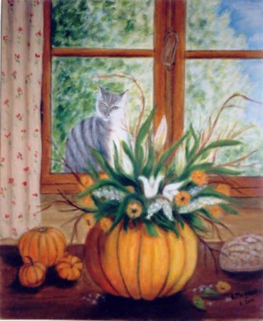 Peinture intitulée "La citrouille fleur…" par Anne Touzard, Œuvre d'art originale