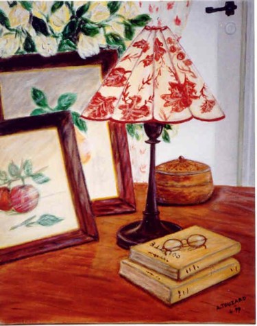 Peinture intitulée "Lampe fleurie" par Anne Touzard, Œuvre d'art originale