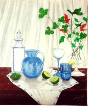 Peinture intitulée "Verreries bleues" par Anne Touzard, Œuvre d'art originale