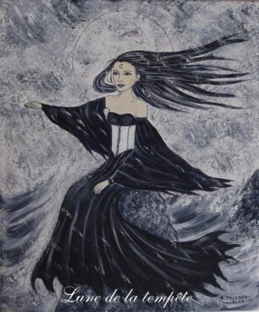 Painting titled "Lune de la Tempête" by Anne Touzard, Original Artwork