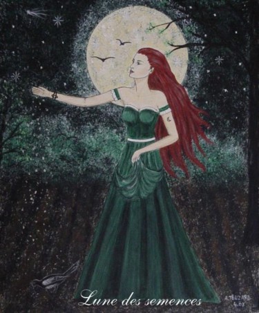 Peinture intitulée "Lune des semences" par Anne Touzard, Œuvre d'art originale