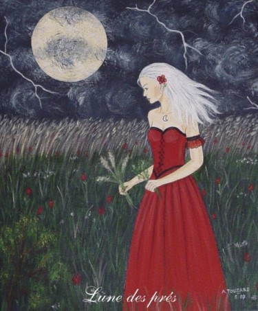 Peinture intitulée "Lune des prés" par Anne Touzard, Œuvre d'art originale
