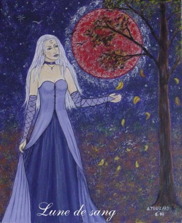 Painting titled "Lune de sang" by Anne Touzard, Original Artwork