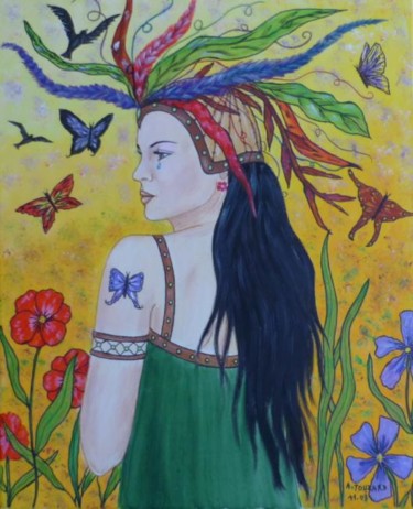 Peinture intitulée "La fée Irisa" par Anne Touzard, Œuvre d'art originale